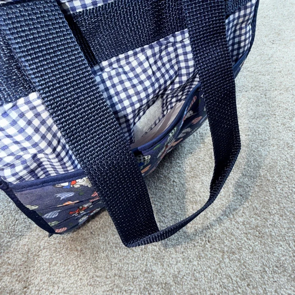 Elegant‎ Kids 2000 Vintage Diaper Bag Navy Gingham Puppy Cat EK22114 NWT USA